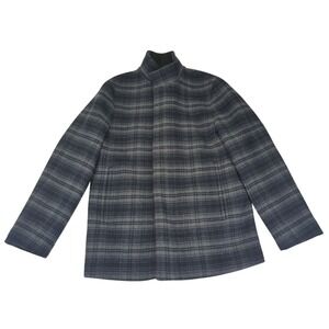 Theory Clarence Men's Plaid Wool Blend Jacket Melton Coat Mock Neck‎ Size Small